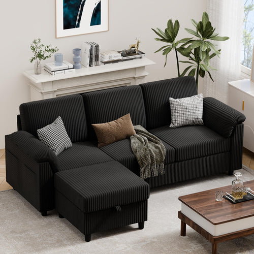 Convertible Sectional Sofa with Storage Ottoman