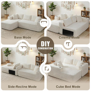 103" Modular Sectional Sofa with Chaise & Cup Holders