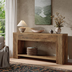 70.9" Farmhouse Fluted Console Table with 2-Tier Storage