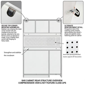 71-Inch Coffee Bar Cabinet with Wine Rack & RGB LED Light