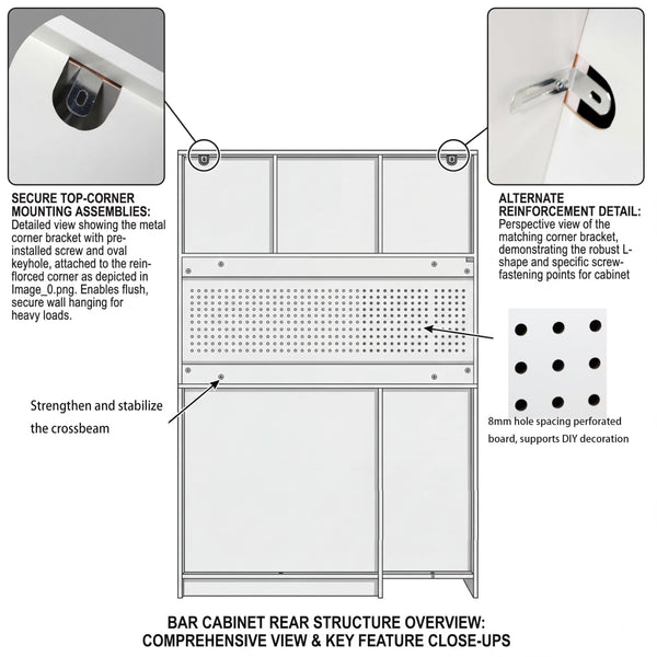 71-Inch Coffee Bar Cabinet with Wine Rack & RGB LED Light