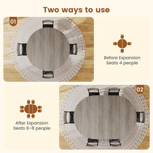 Round Extendable Dining Table Set for 4–8 with Cushion Chairs