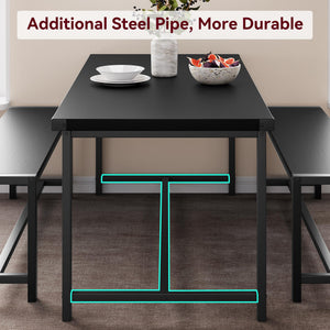 3-Piece Dining Table Set with 2 Benches