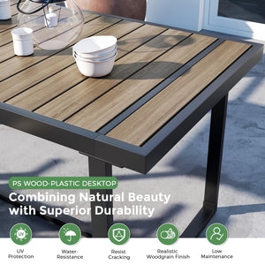 7-Piece Outdoor Patio Dining Set with Rectangle Table & 6 Textilene Chairs