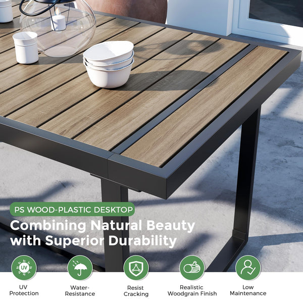 7-Piece Outdoor Patio Dining Set with Rectangle Table & 6 Textilene Chairs