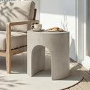 Outdoor Concrete Accent Side Table with Arch Design