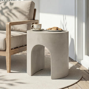 Outdoor Concrete Accent Side Table with Arch Design