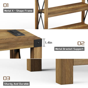 Entryway Console Table with Outlets, USB Ports & 3-Tier Open Shelves