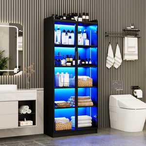LED Display Cabinet with Adjustable Shelves & Sensor Light