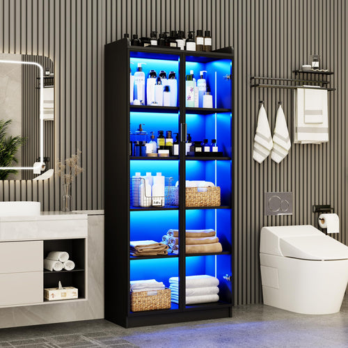 LED Display Cabinet with Adjustable Shelves & Sensor Light