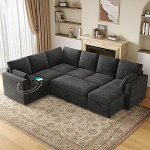 Modular Sectional Sleeper Sofa with Pull-Out Bed