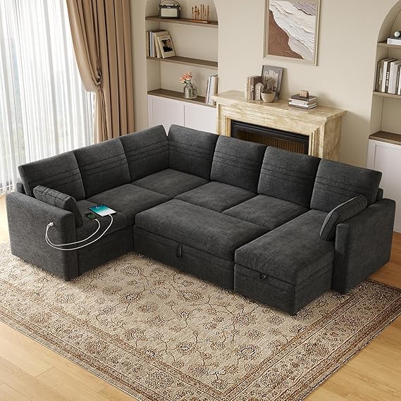Modular Sectional Sleeper Sofa with Pull-Out Bed