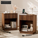 Fluted Nightstand Set of 2 with Charging Station
