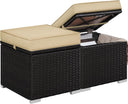 Wicker Patio Ottoman Set of 2 with Storage & Cushion