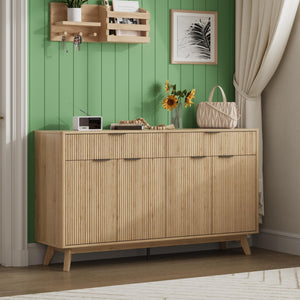 60" Buffet Sideboard Cabinet with Drawers & Wave Doors