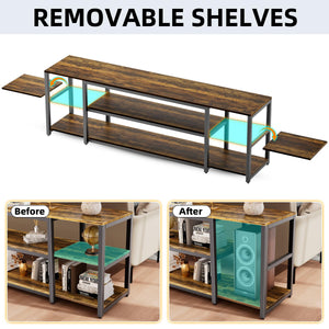 3-Tier TV Stand for 85 Inch TVs with Open Shelves