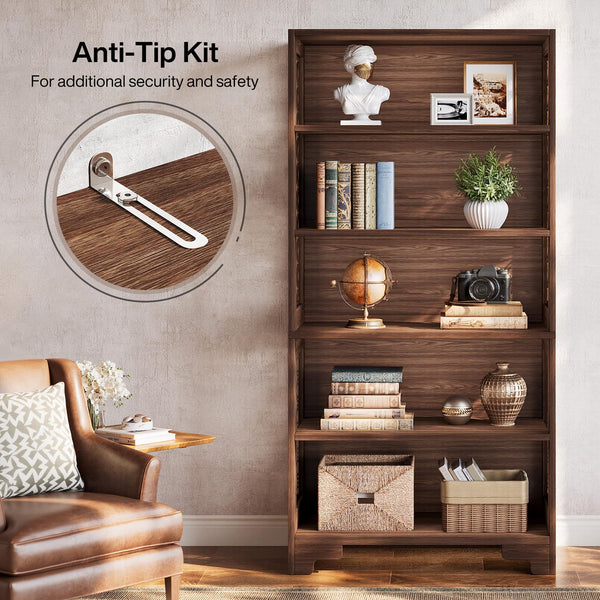 71" Tall 6-Tier Bookshelf