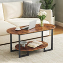 Oval Coffee Table with 2-Tier Open Storage Shelf