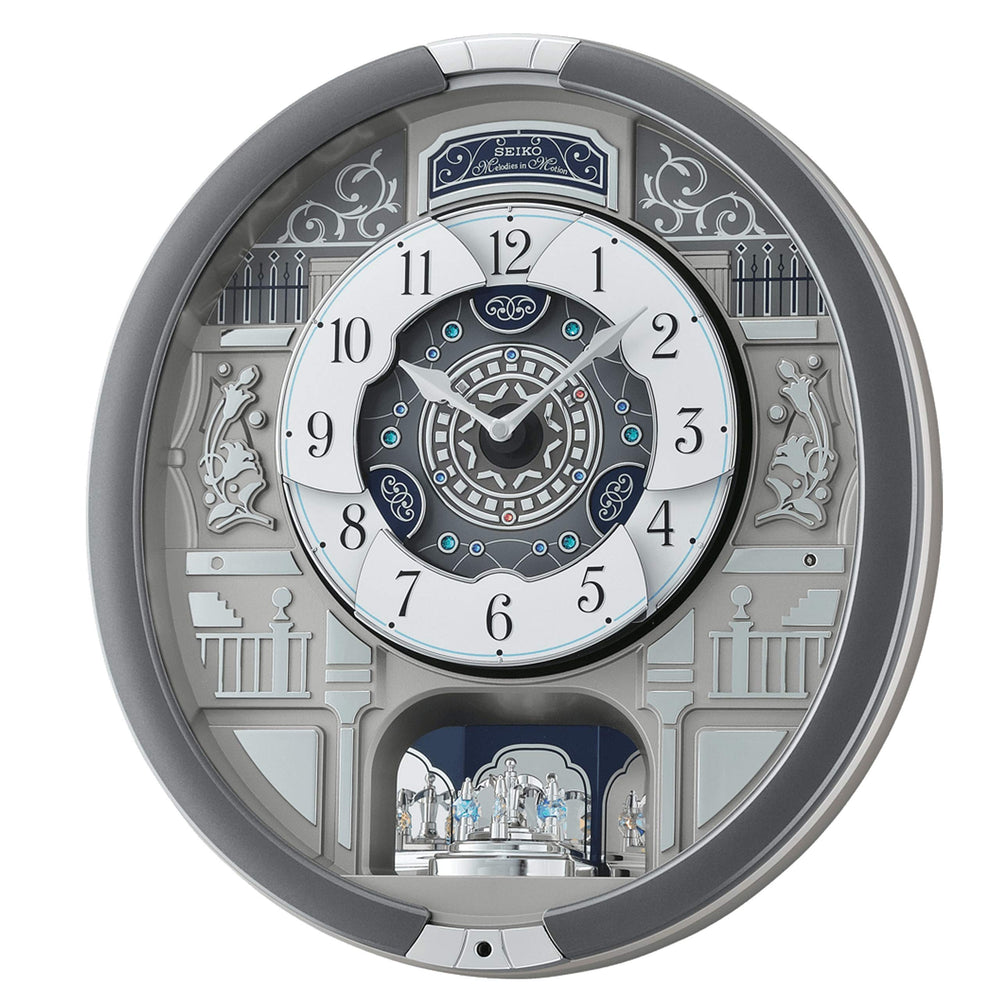 Musical Motion Wall Clock with Swarovski Crystals | 18 Melodies | Pendulum