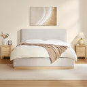 Queen Upholstered Platform Bed Frame with Boucle Fabric