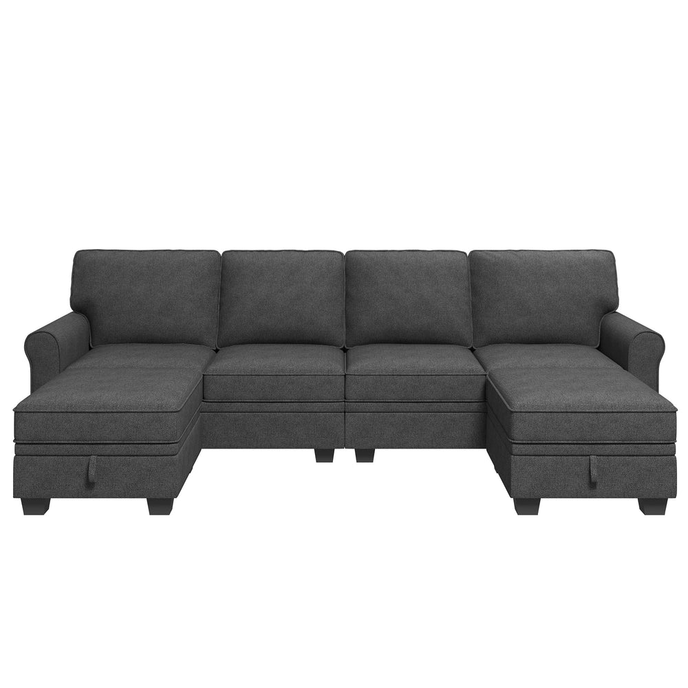 U-Shaped Sectional Sofa with Storage & Reversible Chaise