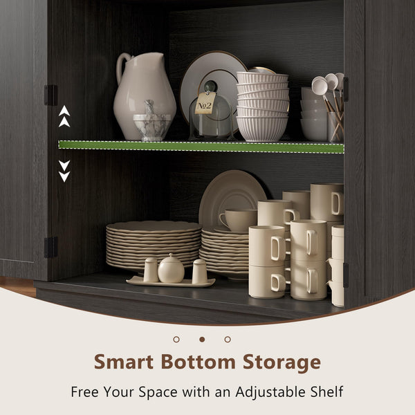 71" Arched Pantry Cabinet with Adjustable Shelves & Drawer