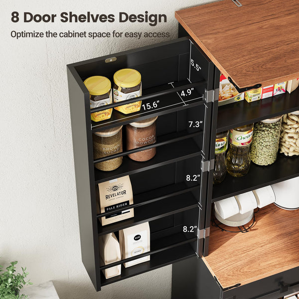 72" Farmhouse Pantry Cabinet with Drawer & Sliding Rack