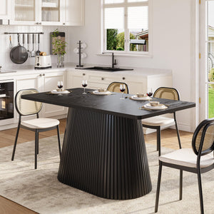 59" Farmhouse Dining Table with Metal Pedestal Base — Seats 4–6