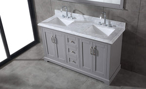 60" Double Sink Bathroom Vanity with Marble Countertop