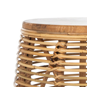 Safavieh Home Maui Coastal Natural Rattan Drum Stool Table