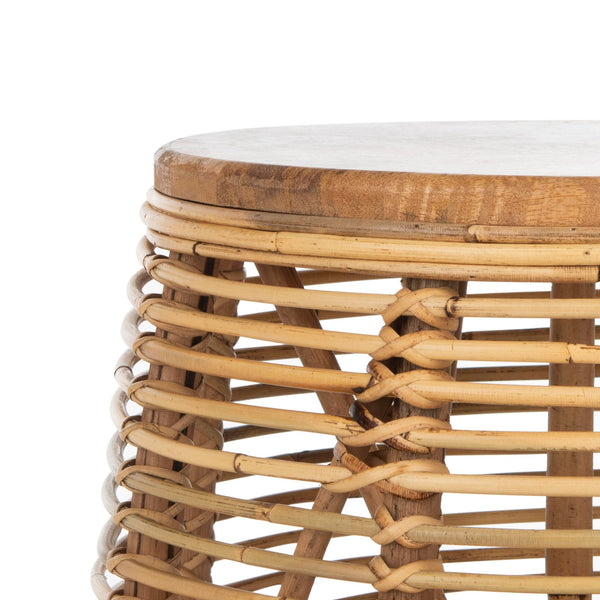 Safavieh Home Maui Coastal Natural Rattan Drum Stool Table