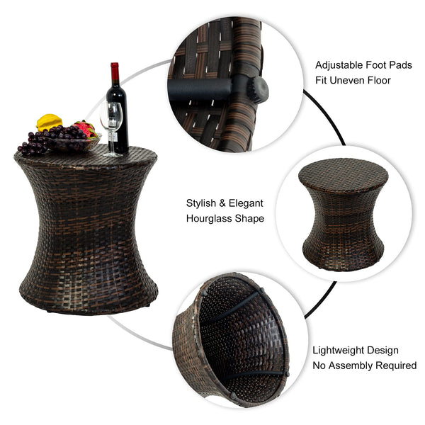 Hourglass Wicker Patio Side Table