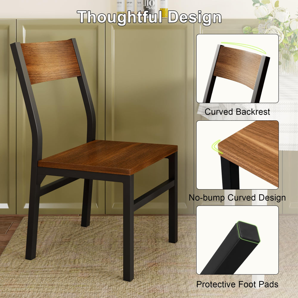 Modern Dining Chairs Set of 6 with Ergonomic Backrest, MDF Seat & Metal Legs
