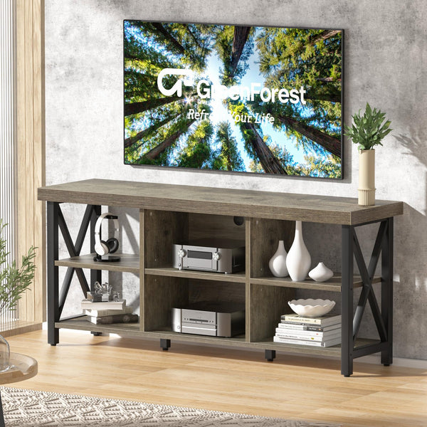 TV Stand for TVs up to 65 Inches – 6-Compartment Entertainment Center