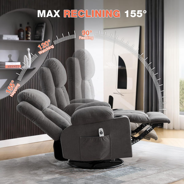 Heated Massage Swivel Rocker Recliner Chair