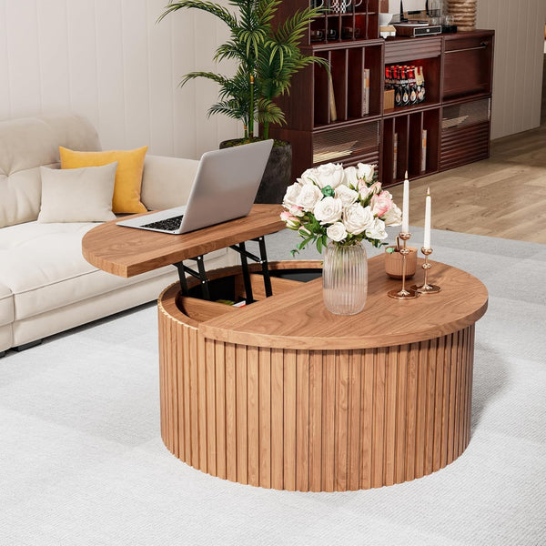 Round Lift Top Coffee Table with Storage