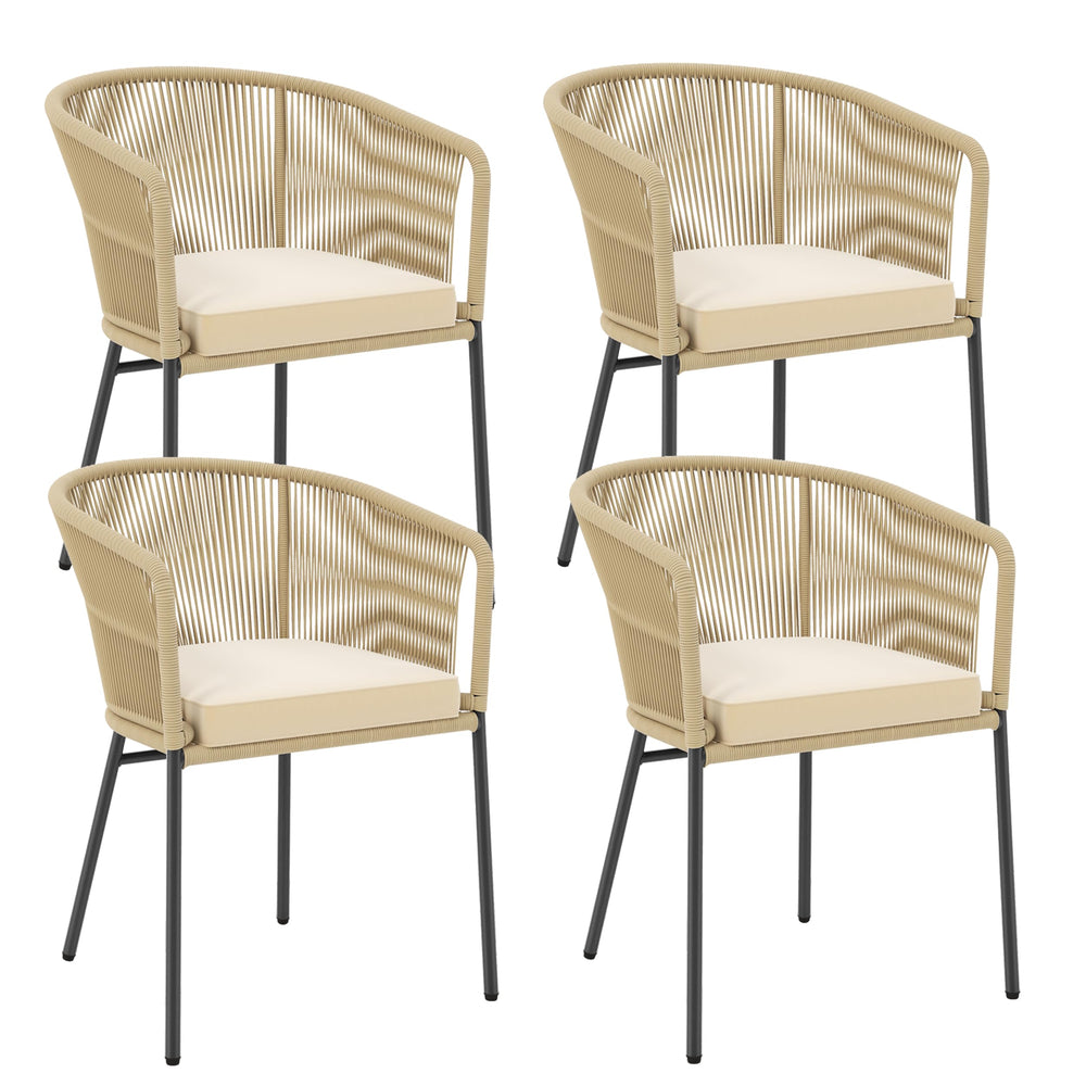 Patio Dining Chairs Set of 4 with Cushions & Armrests