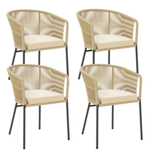 Patio Dining Chairs Set of 4 with Cushions & Armrests