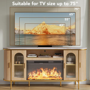 70" Fluted Fireplace TV Stand with Electric Fireplace
