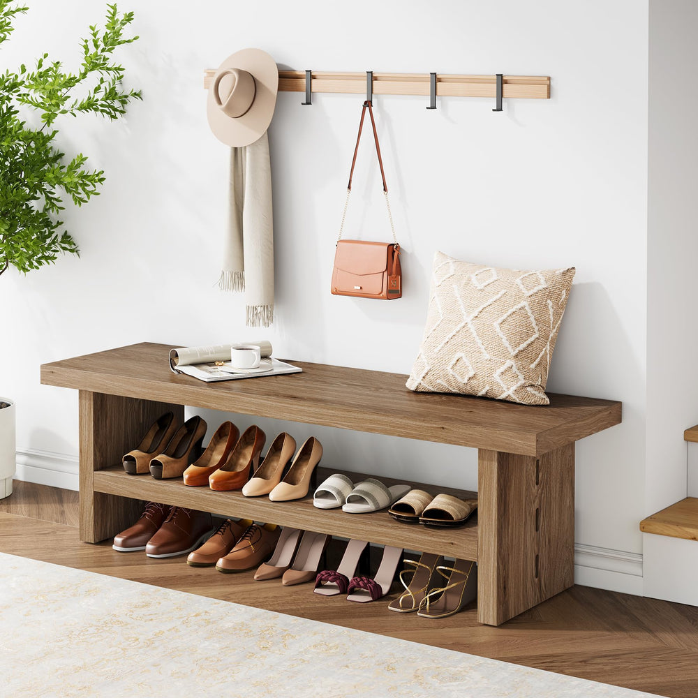2-Tier Entryway Bench with Shoe Storage