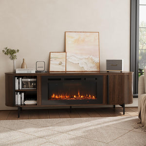 70" Fluted TV Stand with Electric Fireplace