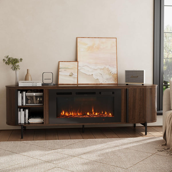 70" Fluted TV Stand with Electric Fireplace