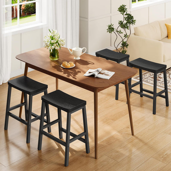 Counter Height Bar Stools Set of 4, Saddle Seat with Footrests, Industrial Style