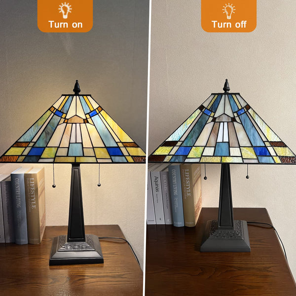 Stained Glass Mission Table Lamp 2-Light 16-Inch