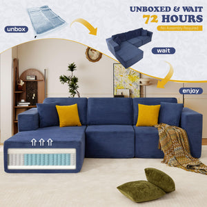 Modular L-Shape Sectional Sofa with Chaise – Deep Seat Corduroy, No Assembly