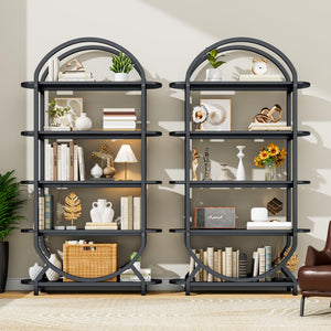 5-Tier Arched Bookshelf with Metal Frame