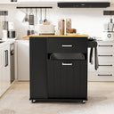 Rolling Kitchen Island with Trash Can Storage