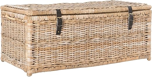 Hand-Woven Wicker Storage Trunk 46"