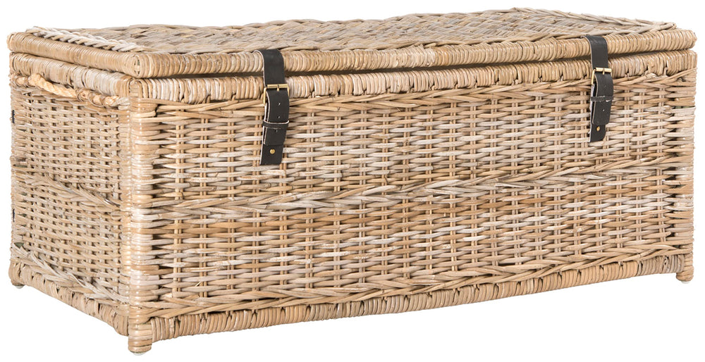Wicker Storage Trunk with Flip-Top Lid