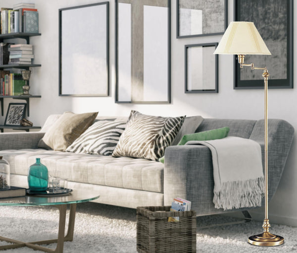 Cal Lighting BO-314-AB Transitional Swing Arm Floor Lamp, Antique Bronze